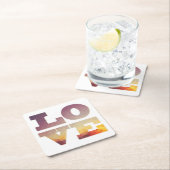 Lila/orange/gelbe Liebe Rechteckiger Pappuntersetzer (Vor Ort)