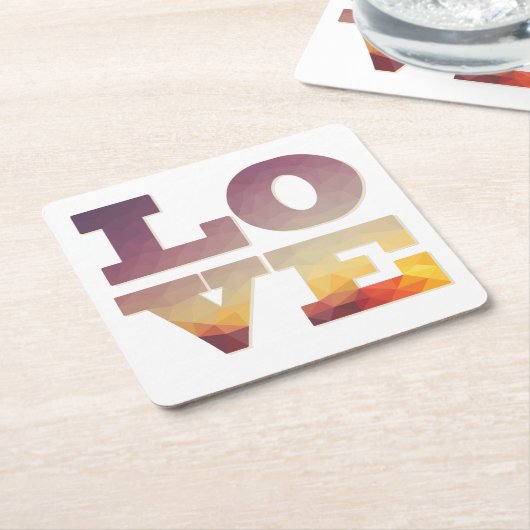 Lila/orange/gelbe Liebe Rechteckiger Pappuntersetzer (angewinkelt)