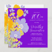 Lila-orange-gelbe Wildblumen 100. Geburtstag Einladung (Vorne/Hinten)
