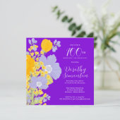 Lila-orange-gelbe Wildblumen 100. Geburtstag Einladung (Stehend Vorderseite)