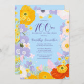 Lila-orange-gelbe Wildblumen 100. Geburtstag Einladung (Vorne/Hinten)