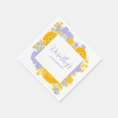 Lila-orange-gelbe Wildblumen 100. Geburtstag Serviette (Ecke)