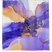 Lila Orange Gold Abstrakt Duschvorhang (Vorderseite)