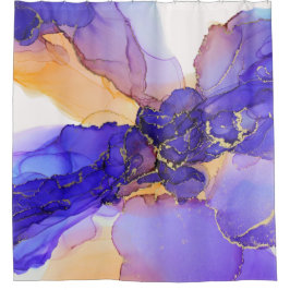 Lila Orange Gold Abstrakt Duschvorhang