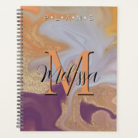 Lila Orange Gold Monogram Abstrakt Plane