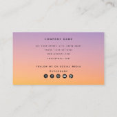 Lila Orange Gradient Social Media Icons Visitenkarte (Rückseite)