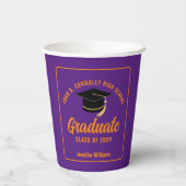 Lila Orange Graduate Custom Graduate Party Pappbecher (Rückseite)