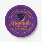 Lila Orange Graduate Custom Graduate Party Pappteller (Vorderseite)