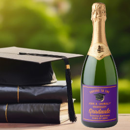 Lila Orange Graduate Custom Graduate Party Schaumweinetikett
