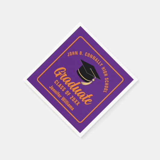 Lila Orange Graduate Custom Graduate Party Serviette (Ecke)