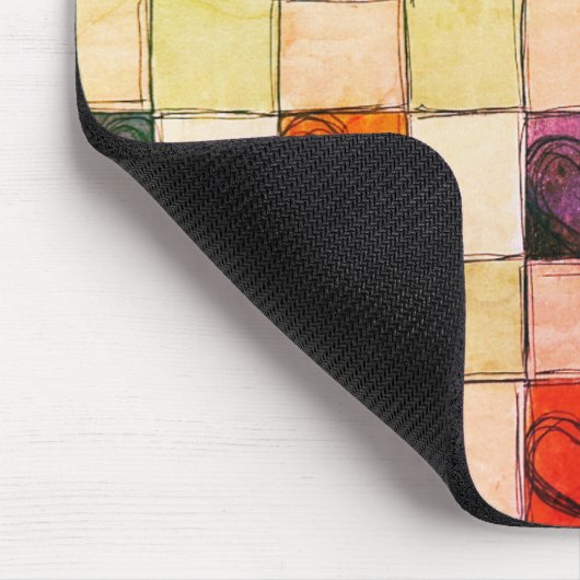 Lila orange-grünes Herzgingham-Mouse-Pad Mousepad (Ecke)