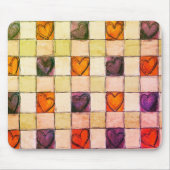 Lila orange-grünes Herzgingham-Mouse-Pad Mousepad (Vorne)