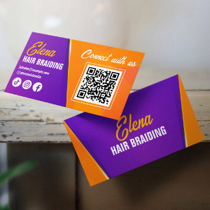 Lila-Orange-Haarflecht-Salon Kontaktieren Sie uns Visitenkarte