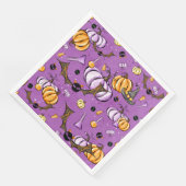 LILA ORANGE HALLOWEEN PUMPKINS UND SCHWARZE BATTEN SERVIETTE (Ecke)