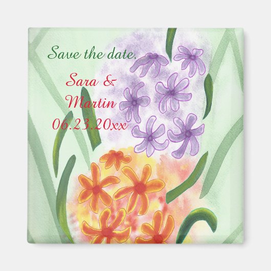 Lila Orange Hyacinth Floral Rett Date Magnete Magnet (Vorne)