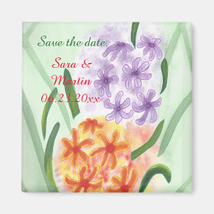 Lila Orange Hyazinthen Blumen Hochzeitstag Magnete Magnet