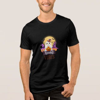 Lila Orange Illustratives Gruseliges Vibes T-Shirt Tri-Blend Shirt