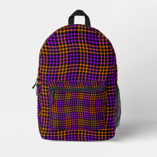 Lila Orange Karo Gingham Nahtloses Muster Bedruckter Rucksack