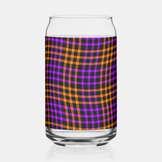 Lila Orange Karo Gingham Nahtloses Muster Dosenglas (Vorderseite)