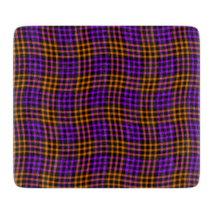 Lila Orange Karo Gingham Nahtloses Muster Schneidebrett