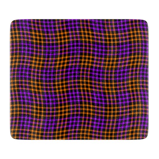 Lila Orange Karo Gingham Nahtloses Muster Schneidebrett (Vorderseite)