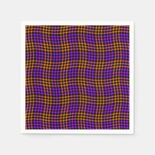 Lila Orange Karo Gingham Nahtloses Muster Serviette (Vorderseite)