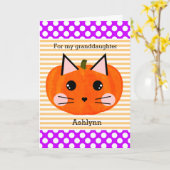 Lila Orange Kitty Cat Pumpkin Halloween Karte (Gelbe Blume)