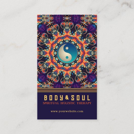 Lila Orange Mandala Eastern YinYang New Age Visitenkarte (Vorderseite)