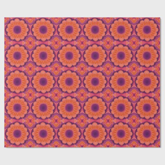 Lila Orange Mandala Geschenkpapier (Flach)