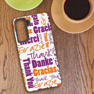 Lila Orange Mehrsprachige Typografie Danke  Samsung Galaxy Hülle