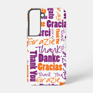 Lila Orange Mehrsprachige Typografie Danke  Samsung Galaxy Hülle