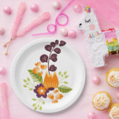 Lila Orange Modern Floral Pappteller (Party)