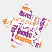 Lila Orange Multilingual Typografy Collage Stern-Aufkleber (Vorderseite)