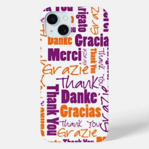 Lila Orange Multilingual Typografy Vielen Dank Case-Mate iPhone Hülle