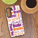Lila Orange Multilingual Typografy Vielen Dank Samsung Galaxy Hülle<br><div class="desc">Dieses Design zeichnet sich durch eine Wortwolke aus lila und orangefarbener mehrsprachiger "Danke"-Typografie aus,  die in verschiedenen Schriftart-Stilen und -Größen auf weißem Hintergrund dargestellt ist. Dieses Gehäuse kann ein lustiges Geburtstagsgeschenk machen,  zurück zur Schule oder zu einem anderen besondere Anlass.</div>