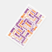 Lila Orange Multilingual Vielen Dank Typografie Serviette (Ecke)