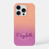 Lila Orange Ombre Personalisiert Initialmonogramm iPhone Hülle (Rückseite)
