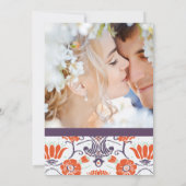 Lila Orange Persimmon und Mint Paisley Wedding Einladung (Rückseite)