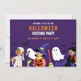 Lila Orange Playful Illustration Halloween-Party Einladung