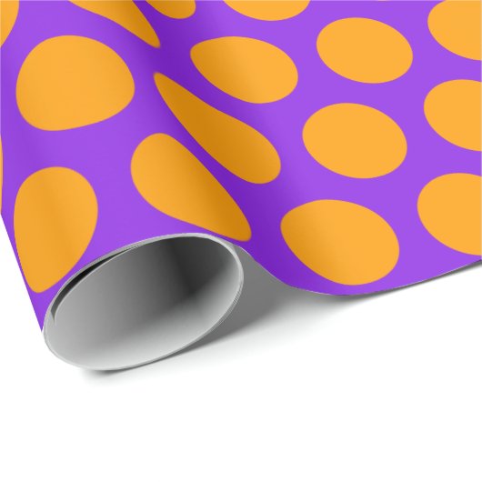 Lila Orange-Polka-Dot Geschenkpapier (Rolleneckpunkt)