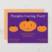 Lila Orange Pumpkin Halloween-Party Einladung (Vorne/Hinten)