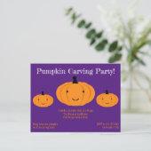 Lila Orange Pumpkin Halloween-Party Einladung (Stehend Vorderseite)