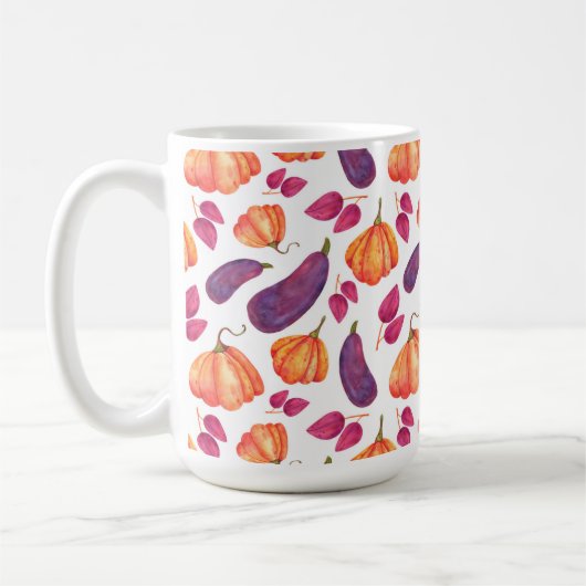 LILA- & ORANGE PUMPKINS & EGGPLANEN KAFFEETASSE (Links)