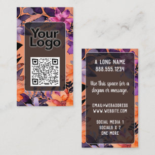 Lila Orange Rosa Lilien QR-Code-Logo Visitenkarte