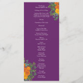 Lila Orange Rose Hochzeit Frühjahr Menükarte (Rückseite)