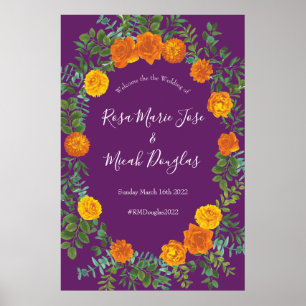 Lila Orange Rosen Hochzeit Frühling Poster