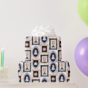Lila Orange Schwarze Geister Geburtstag Geschenkpapier