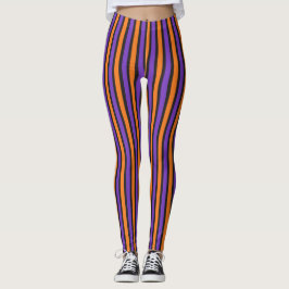 Lila orange schwarze gestreifte Halloween-Leggings Leggings