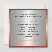 Lila + Orange + Silber - 50. Geburtstag Einladung (Rückseite)