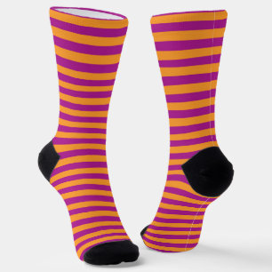 Lila Orange Streifen Nahtloses Muster Socken